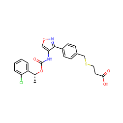 C[C@@H](OC(=O)Nc1conc1-c1ccc(CSCCC(=O)O)cc1)c1ccccc1Cl ZINC000006745731