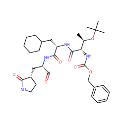 C[C@@H](OC(C)(C)C)[C@H](NC(=O)OCc1ccccc1)C(=O)N[C@@H](CC1CCCCC1)C(=O)N[C@H](C=O)C[C@@H]1CCNC1=O ZINC000014947869