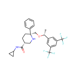 C[C@@H](OC[C@@]1(c2ccccc2)CC[C@@H](C(=O)NC2CC2)CN1)c1cc(C(F)(F)F)cc(C(F)(F)F)c1 ZINC000064526961