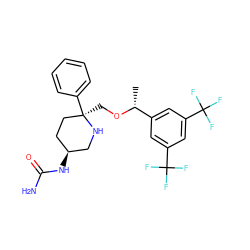 C[C@@H](OC[C@@]1(c2ccccc2)CC[C@H](NC(N)=O)CN1)c1cc(C(F)(F)F)cc(C(F)(F)F)c1 ZINC000034272363