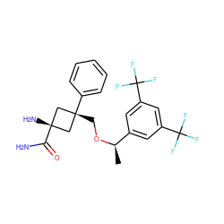 C[C@@H](OC[C@]1(c2ccccc2)C[C@@](N)(C(N)=O)C1)c1cc(C(F)(F)F)cc(C(F)(F)F)c1 ZINC000101051784