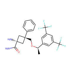 C[C@@H](OC[C@]1(c2ccccc2)C[C@](N)(C(N)=O)C1)c1cc(C(F)(F)F)cc(C(F)(F)F)c1 ZINC000101046861