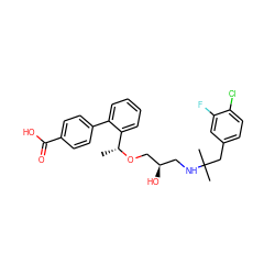 C[C@@H](OC[C@H](O)CNC(C)(C)Cc1ccc(Cl)c(F)c1)c1ccccc1-c1ccc(C(=O)O)cc1 ZINC000066097846