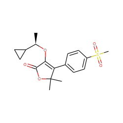 C[C@@H](OC1=C(c2ccc(S(C)(=O)=O)cc2)C(C)(C)OC1=O)C1CC1 ZINC000026291230