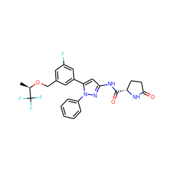 C[C@@H](OCc1cc(F)cc(-c2cc(NC(=O)[C@@H]3CCC(=O)N3)nn2-c2ccccc2)c1)C(F)(F)F ZINC000169707440