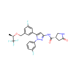 C[C@@H](OCc1cc(F)cc(-c2cc(NC(=O)[C@@H]3CNC(=O)C3)nn2-c2cccc(F)c2)c1)C(F)(F)F ZINC000169707424