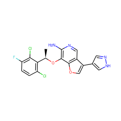 C[C@@H](Oc1c(N)ncc2c(-c3cn[nH]c3)coc12)c1c(Cl)ccc(F)c1Cl ZINC000096273080