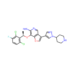 C[C@@H](Oc1c(N)ncc2c(-c3cnn(C4CCNCC4)c3)coc12)c1c(Cl)ccc(F)c1Cl ZINC000096273068