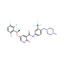 C[C@@H](Oc1c[nH]c(=O)c(C(=O)Nc2ccc(CN3CCN(C)CC3)c(C(F)(F)F)c2)c1)c1c(Cl)ccc(F)c1Cl ZINC000096258149