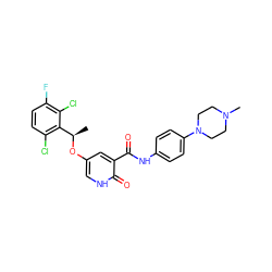 C[C@@H](Oc1c[nH]c(=O)c(C(=O)Nc2ccc(N3CCN(C)CC3)cc2)c1)c1c(Cl)ccc(F)c1Cl ZINC000096258159