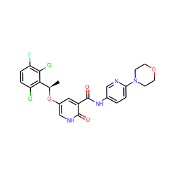 C[C@@H](Oc1c[nH]c(=O)c(C(=O)Nc2ccc(N3CCOCC3)nc2)c1)c1c(Cl)ccc(F)c1Cl ZINC000096258154