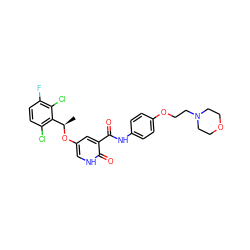 C[C@@H](Oc1c[nH]c(=O)c(C(=O)Nc2ccc(OCCN3CCOCC3)cc2)c1)c1c(Cl)ccc(F)c1Cl ZINC000096258140