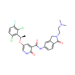 C[C@@H](Oc1c[nH]c(=O)c(C(=O)Nc2ccc3c(c2)CN(CCN(C)C)C3=O)c1)c1c(Cl)ccc(F)c1Cl ZINC000096258144