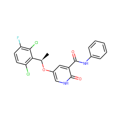 C[C@@H](Oc1c[nH]c(=O)c(C(=O)Nc2ccccc2)c1)c1c(Cl)ccc(F)c1Cl ZINC000096258162