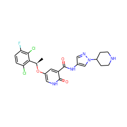 C[C@@H](Oc1c[nH]c(=O)c(C(=O)Nc2cnn(C3CCNCC3)c2)c1)c1c(Cl)ccc(F)c1Cl ZINC000096258132