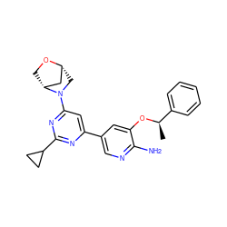 C[C@@H](Oc1cc(-c2cc(N3C[C@@H]4C[C@H]3CO4)nc(C3CC3)n2)cnc1N)c1ccccc1 ZINC000653672855