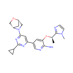 C[C@@H](Oc1cc(-c2cc(N3C[C@@H]4C[C@H]3CO4)nc(C3CC3)n2)cnc1N)c1nccn1C ZINC000653682165