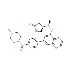 C[C@@H](Oc1cc(-c2ccc(C(=O)N3CCN(C)CC3)cc2)cc2ncccc12)[C@H]1CNC(=O)C1 ZINC000147819494