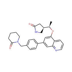 C[C@@H](Oc1cc(-c2ccc(CN3CCCCC3=O)cc2)cc2ncccc12)[C@H]1CNC(=O)C1 ZINC000147823127