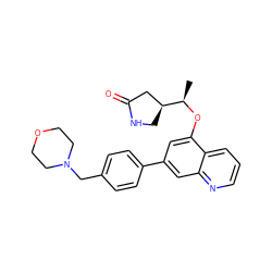 C[C@@H](Oc1cc(-c2ccc(CN3CCOCC3)cc2)cc2ncccc12)[C@H]1CNC(=O)C1 ZINC000147812212