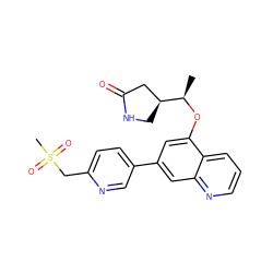 C[C@@H](Oc1cc(-c2ccc(CS(C)(=O)=O)nc2)cc2ncccc12)[C@H]1CNC(=O)C1 ZINC000147820997