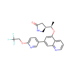 C[C@@H](Oc1cc(-c2ccc(OCC(F)(F)F)nc2)cc2ncccc12)[C@H]1CNC(=O)C1 ZINC000147830864