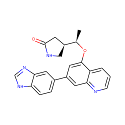 C[C@@H](Oc1cc(-c2ccc3[nH]cnc3c2)cc2ncccc12)[C@H]1CNC(=O)C1 ZINC000147812417