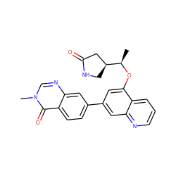 C[C@@H](Oc1cc(-c2ccc3c(=O)n(C)cnc3c2)cc2ncccc12)[C@H]1CNC(=O)C1 ZINC000147827538