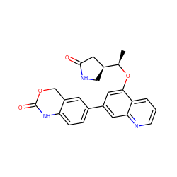 C[C@@H](Oc1cc(-c2ccc3c(c2)COC(=O)N3)cc2ncccc12)[C@H]1CNC(=O)C1 ZINC000147815087