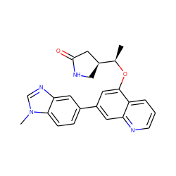 C[C@@H](Oc1cc(-c2ccc3c(c2)ncn3C)cc2ncccc12)[C@H]1CNC(=O)C1 ZINC000147821450