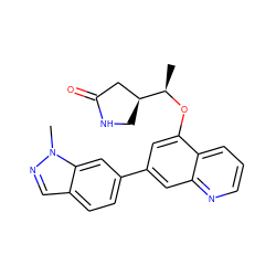 C[C@@H](Oc1cc(-c2ccc3cnn(C)c3c2)cc2ncccc12)[C@H]1CNC(=O)C1 ZINC000147811985