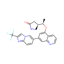 C[C@@H](Oc1cc(-c2ccc3nc(C(F)(F)F)cn3c2)cc2ncccc12)[C@H]1CNC(=O)C1 ZINC000147823367