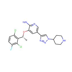 C[C@@H](Oc1cc(-c2cn(C3CCNCC3)nn2)cnc1N)c1c(Cl)ccc(F)c1Cl ZINC000205262272