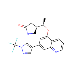 C[C@@H](Oc1cc(-c2cnn(C(F)(F)F)c2)cc2ncccc12)[C@H]1CNC(=O)C1 ZINC000147824019