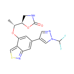 C[C@@H](Oc1cc(-c2cnn(C(F)F)c2)cc2nscc12)[C@H]1CNC(=O)O1 ZINC000473119841