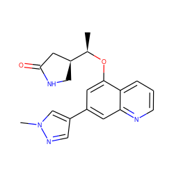 C[C@@H](Oc1cc(-c2cnn(C)c2)cc2ncccc12)[C@H]1CNC(=O)C1 ZINC000147813525