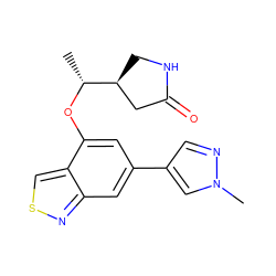 C[C@@H](Oc1cc(-c2cnn(C)c2)cc2nscc12)[C@H]1CNC(=O)C1 ZINC000473135776