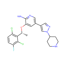 C[C@@H](Oc1cc(-c2cnn(C3CCNCC3)c2)cnc1N)c1c(Cl)ccc(F)c1Cl ZINC000035902489