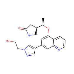 C[C@@H](Oc1cc(-c2cnn(CCO)c2)cc2ncccc12)[C@H]1CNC(=O)C1 ZINC000146218783