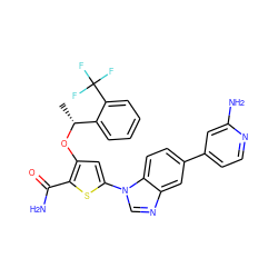 C[C@@H](Oc1cc(-n2cnc3cc(-c4ccnc(N)c4)ccc32)sc1C(N)=O)c1ccccc1C(F)(F)F ZINC000043152532