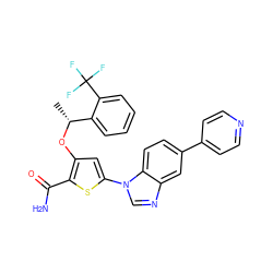 C[C@@H](Oc1cc(-n2cnc3cc(-c4ccncc4)ccc32)sc1C(N)=O)c1ccccc1C(F)(F)F ZINC000058493996