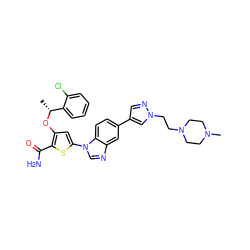 C[C@@H](Oc1cc(-n2cnc3cc(-c4cnn(CCN5CCN(C)CC5)c4)ccc32)sc1C(N)=O)c1ccccc1Cl ZINC000058594410