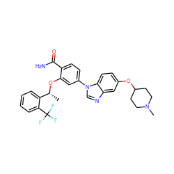 C[C@@H](Oc1cc(-n2cnc3cc(OC4CCN(C)CC4)ccc32)ccc1C(N)=O)c1ccccc1C(F)(F)F ZINC000064744235