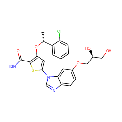 C[C@@H](Oc1cc(-n2cnc3ccc(OC[C@@H](O)CO)cc32)sc1C(N)=O)c1ccccc1Cl ZINC000059259511