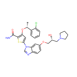 C[C@@H](Oc1cc(-n2cnc3ccc(OC[C@H](O)CN4CCCC4)cc32)sc1C(N)=O)c1ccccc1Cl ZINC000073295519