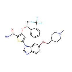 C[C@@H](Oc1cc(-n2cnc3ccc(OCC4CCN(C)CC4)cc32)sc1C(N)=O)c1ccccc1C(F)(F)F ZINC000059259518