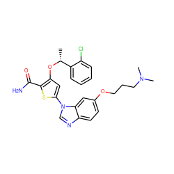 C[C@@H](Oc1cc(-n2cnc3ccc(OCCCN(C)C)cc32)sc1C(N)=O)c1ccccc1Cl ZINC000059259514