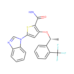 C[C@@H](Oc1cc(-n2cnc3ccccc32)sc1C(N)=O)c1ccccc1C(F)(F)F ZINC000064746576