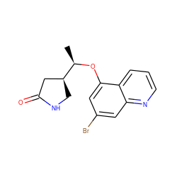 C[C@@H](Oc1cc(Br)cc2ncccc12)[C@H]1CNC(=O)C1 ZINC000146174945