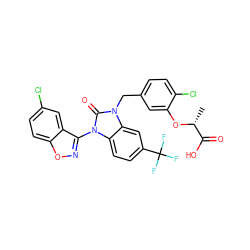 C[C@@H](Oc1cc(Cn2c(=O)n(-c3noc4ccc(Cl)cc34)c3ccc(C(F)(F)F)cc32)ccc1Cl)C(=O)O ZINC000073198892